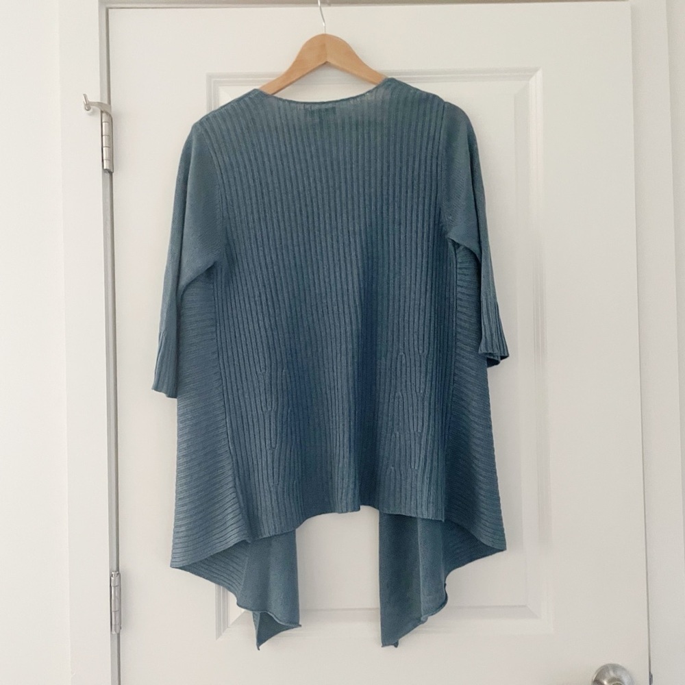 Eileen Fisher Silk Linen Melange Waterfall Cardigan Draped - Picture 2 of 7